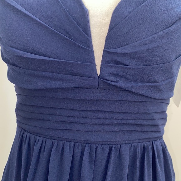 NWT Lulus Wired V Neck Long Chiffon Gown in Navy - Picture 7 of 11